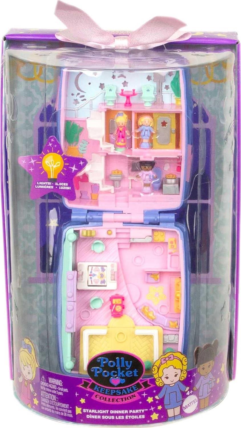 POLLY POCKET Starbright outlet Dinner Party Light up playset TWO MINI DOLLS