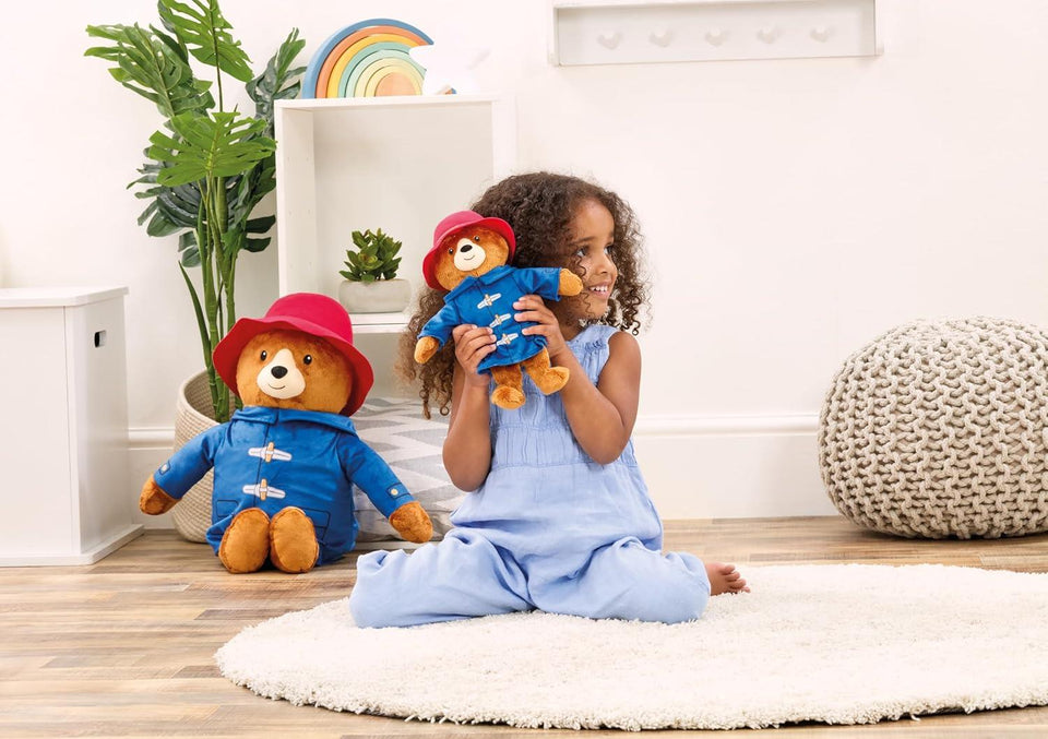 Mighty Mojo Paddington Bear Plush Doll – 10-Inch Standing, 8-Inch Sitting, Super Soft & Cuddly | Official Paddington in Peru Movie Toy – Embroidered Details, Stuffed Animal for Ages 3+