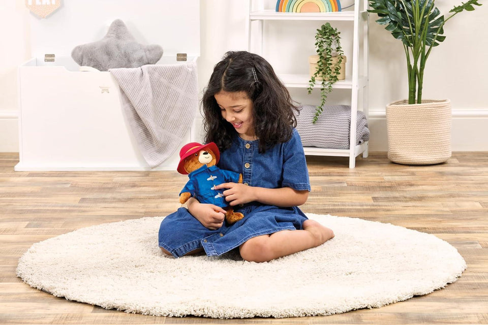 Mighty Mojo Paddington Bear Plush Doll – 10-Inch Standing, 8-Inch Sitting, Super Soft & Cuddly | Official Paddington in Peru Movie Toy – Embroidered Details, Stuffed Animal for Ages 3+