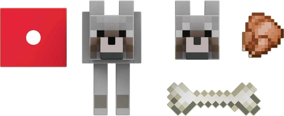 Mattel Minecraft Diamond Level Wolf Action Figure & Die-Cast Accessories, Collectible Toy Inspired by Video Game, 5.5 inch