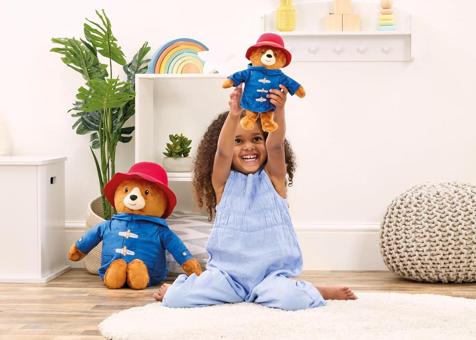 Mighty Mojo Paddington Bear Plush Doll – 10-Inch Standing, 8-Inch Sitting, Super Soft & Cuddly | Official Paddington in Peru Movie Toy – Embroidered Details, Stuffed Animal for Ages 3+