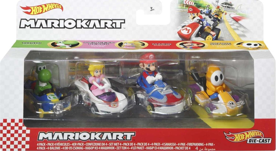 Hot Wheels Mario Kart Vehicle 4-Pack Fan-Favorite Characters