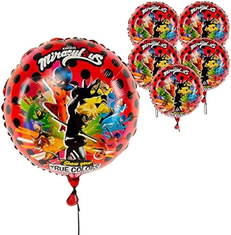 Miraculous Ladybug Party Balloon Set - 5 Count of 17 inch Foil Foil Balloons - Celebration, Birthday Party, Toddlers - Cat Noir - Party Supplies - Officially Licensed