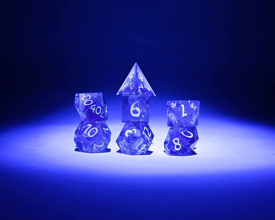 7-Set Cloak & Dagger Pink Dice Pack UV Black Light Numbers Sirius