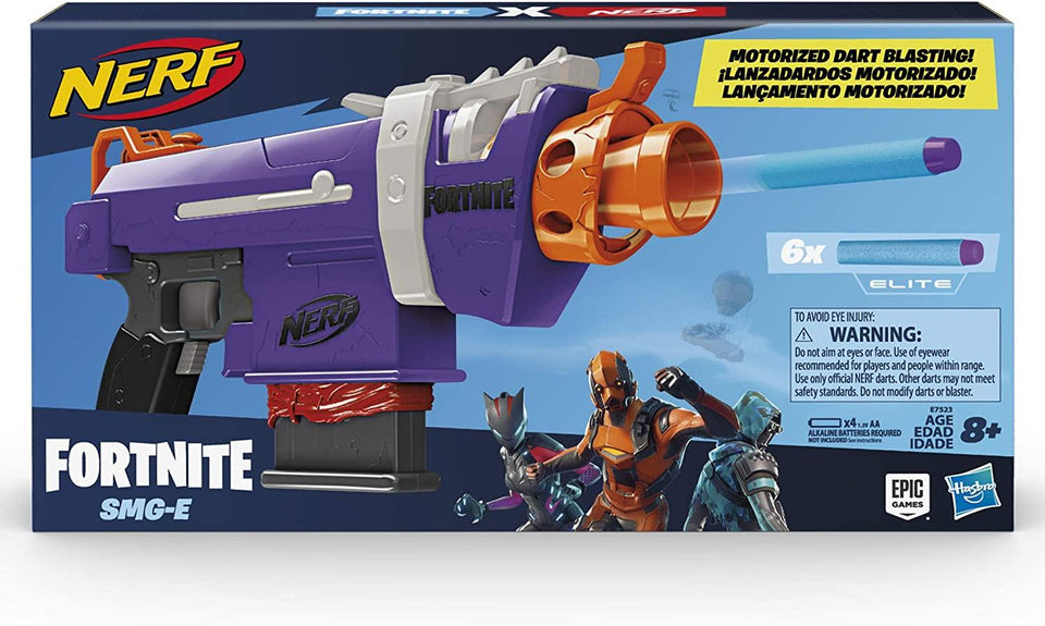 Nerf Fortnite IR Motorised Blaster - Réplica de lanzador de dardos Fortnite  - Clip extraíble de 6 dardos, 12 dardos Nerf Elite oficiales