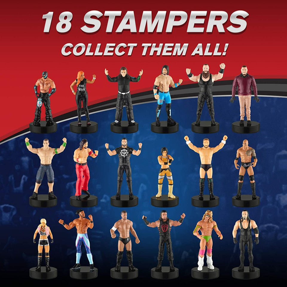 WWE Wrestler Stampers 5pk The Rock Bayley Seth Rollins Roman Strowman PMI International