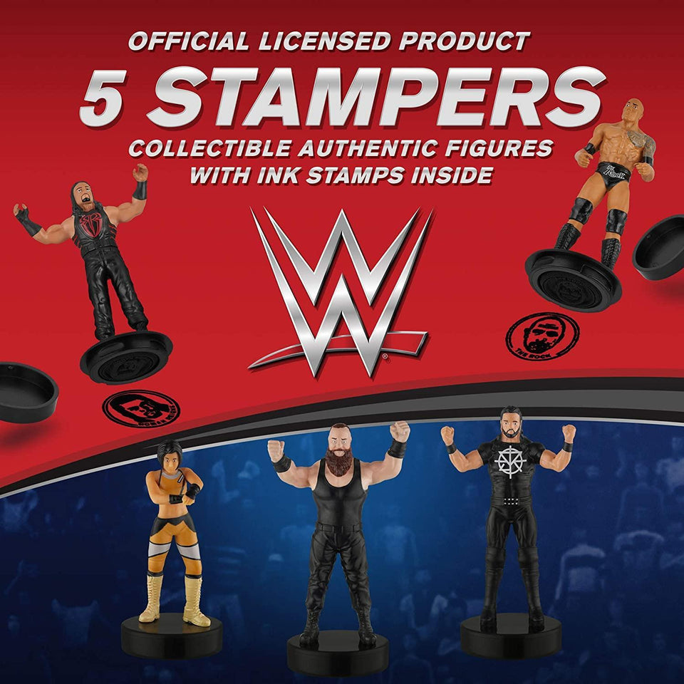 WWE Wrestler Stampers 5pk The Rock Bayley Seth Rollins Roman Strowman PMI International