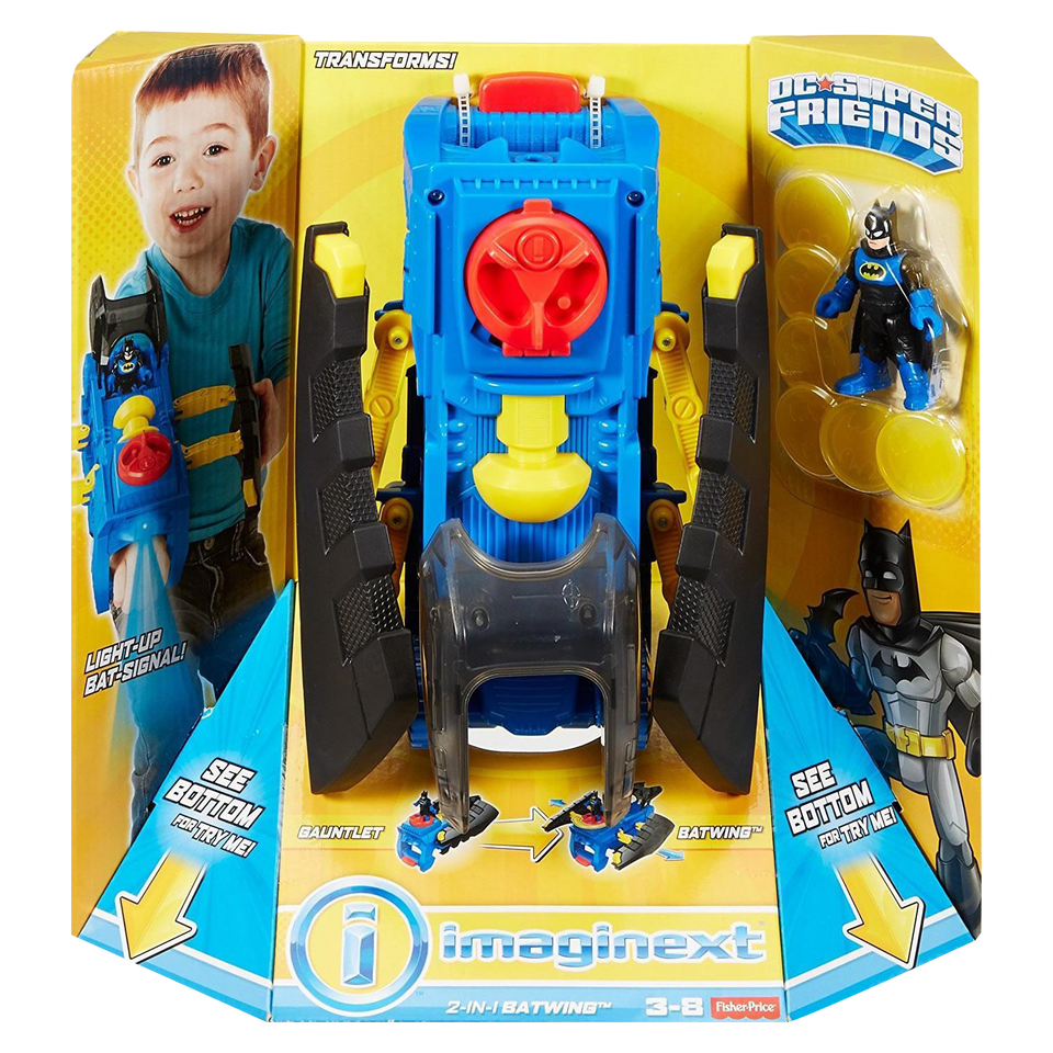 Imaginext DC Super Friends 2 in 1 Batwing Batman Gauntlet Fisher-Price DTP99